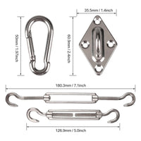 Kit de fixation voile d'ombrage inox 304 de 24 pièces avec vis et tendeurs