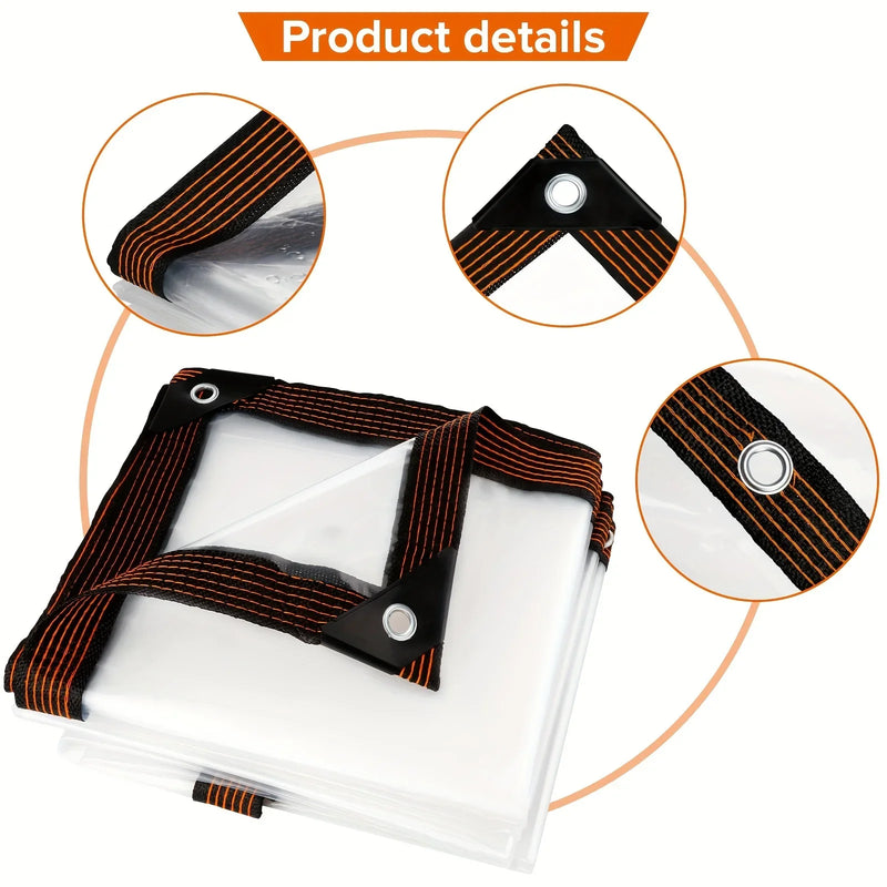 Bâche transparente en polyéthylène de 0,18 mm avec œillets renforcés, 7 dimensions de 2 x 2 à 3 x 5 m
