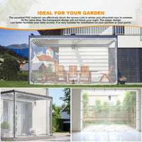 Bâche transparente terrasse en PVC 420 g/m² avec fermeture éclair et œillets, 8 tailles