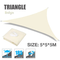 Voile d'ombrage triangulaire ou rectangulaire en polyester enduit PU, 3 coloris, de 2x2x2 à 4x6 m