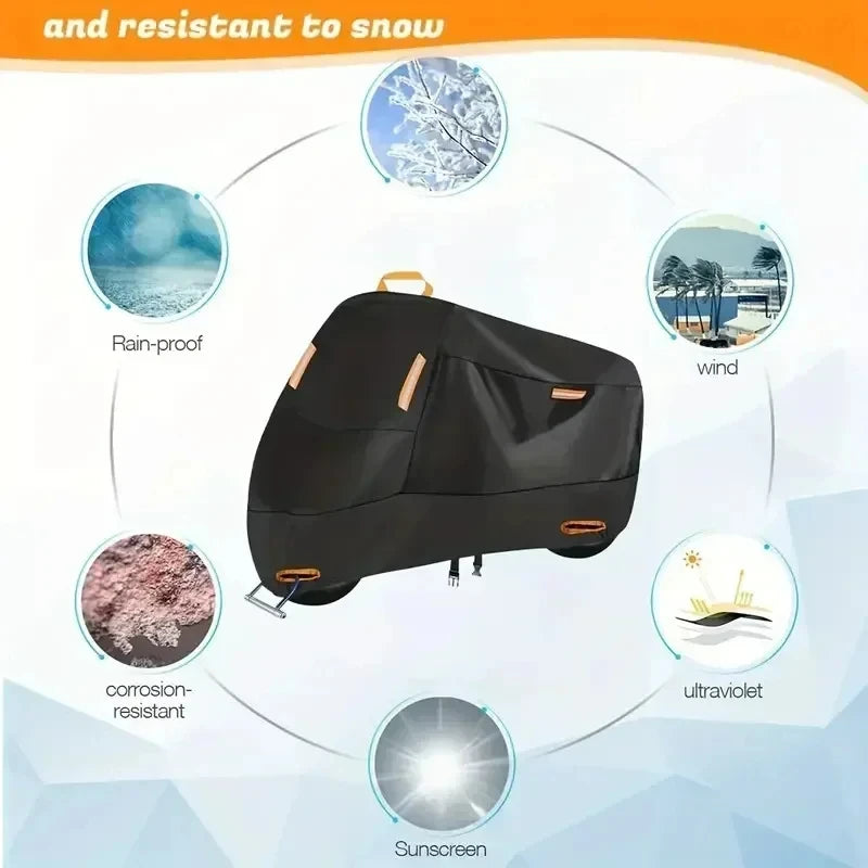 Housse de moto imperméable noire avec bandes réfléchissantes, tailles XL, 2XL et 4XL, pour scooter