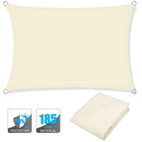 Voile d'ombrage rectangulaire résistant à l'eau, polyester 185 g/m², avec ou sans kit de fixation