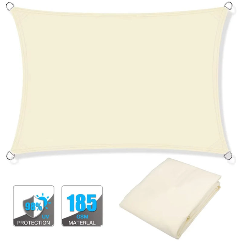 Voile d'ombrage rectangulaire résistant à l'eau, polyester 185 g/m², avec ou sans kit de fixation
