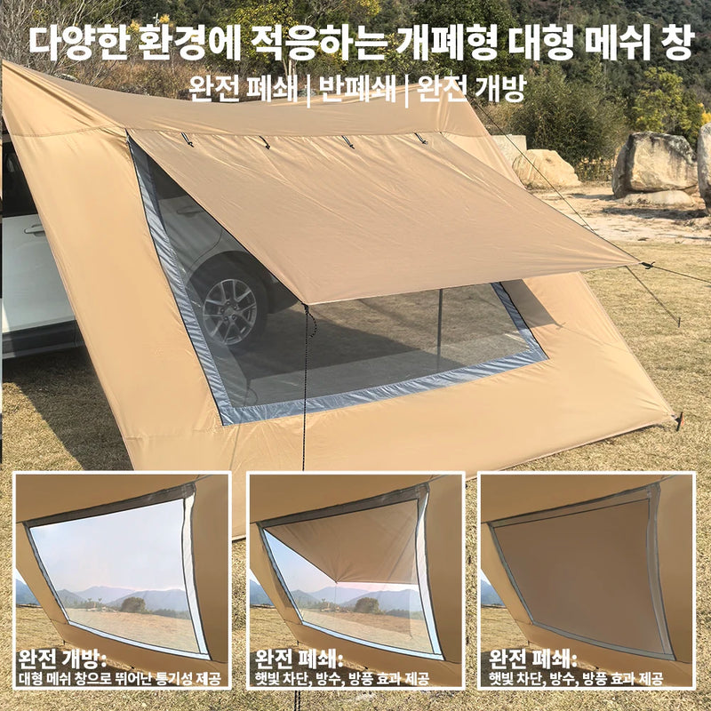 Bâche auvent de voiture avec lucarne en maille, imperméable, 4,8 x 2,8 m