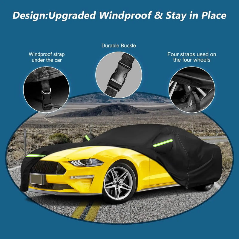 Housse voiture pour Ford Mustang 1994-2025, 6 couches doublée coton et fermeture éclair