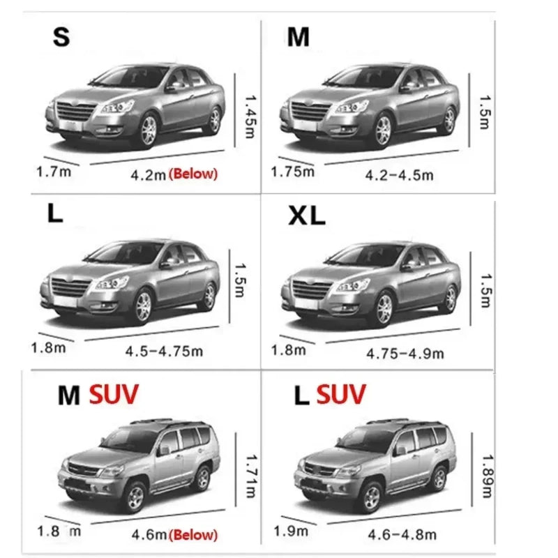 Housse de voiture universelle en PEVA argentée, anti-UV, anti-neige, 4 tailles de 4 à 5,40 m