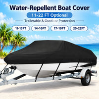 Housse bateau remorquable imperméable anti-UV polyester 210D noir, 4 tailles de 4,2 à 7 m