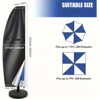 Housse parasol droit ou déporté toutes saisons, polyester, 6 hauteurs de 170 à 280 cm