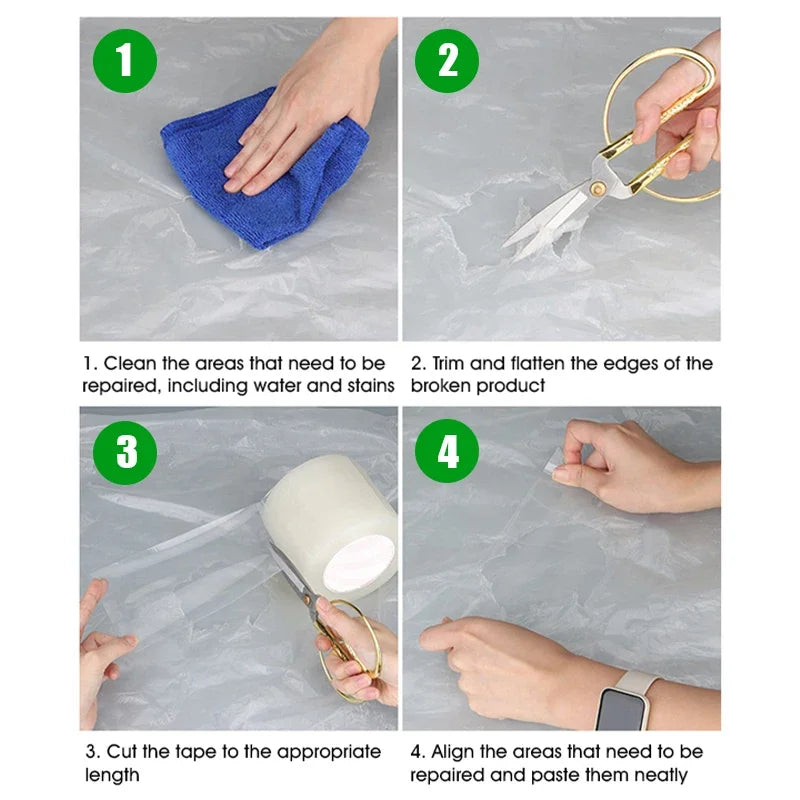 Ruban de réparation pour film de serre, transparent anti-UV, 10 m, largeur 3 à 15 cm