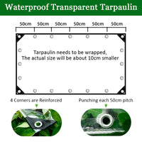 Bâche transparente PVC avec œillets, corde incluse, de 1 x 3 à 4 x 5,5 m