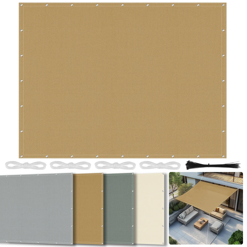 Voile d'ombrage rectangulaire Oxford à œillets, 4 coloris, 2 x 2 à 4 x 5 m