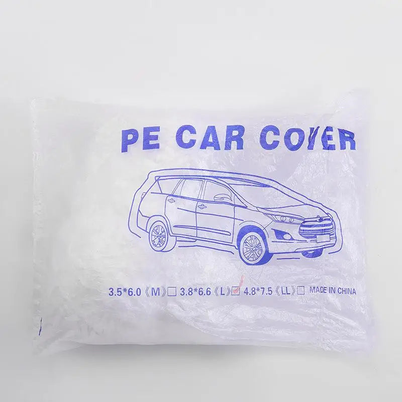 Housse de voiture jetable transparente en PE, ourlet élastique, anti-pluie et anti-poussière, S à XL