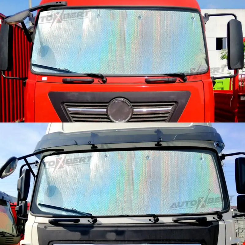 Pare-soleil de pare-brise pour camion 220 x 80 cm, aluminium anti-UV, ventouses et sac