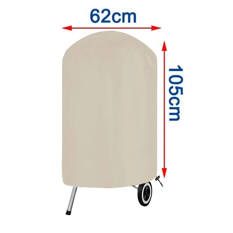 Housse barbecue rond beige imperméable en Oxford 210D, 4 tailles