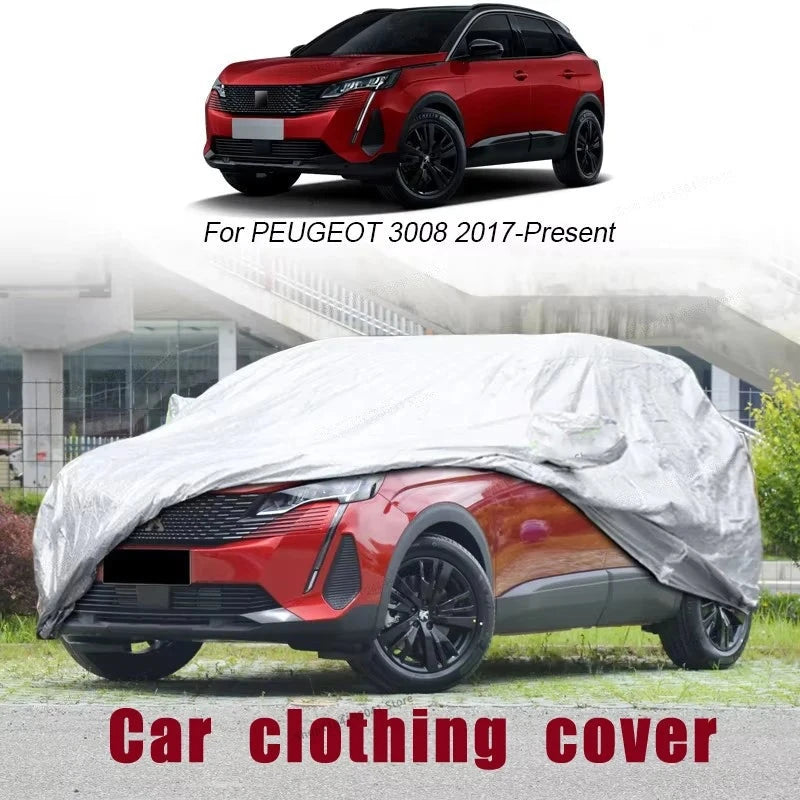 Housse voiture pour Peugeot 308 hatchback et SW (depuis 2022), Oxford argenté, anti-UV, anti-neige