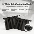 Pare-soleil bébé pour vitres latérales de voiture, 2 rideaux noirs à ventouses, 70 x 50 cm