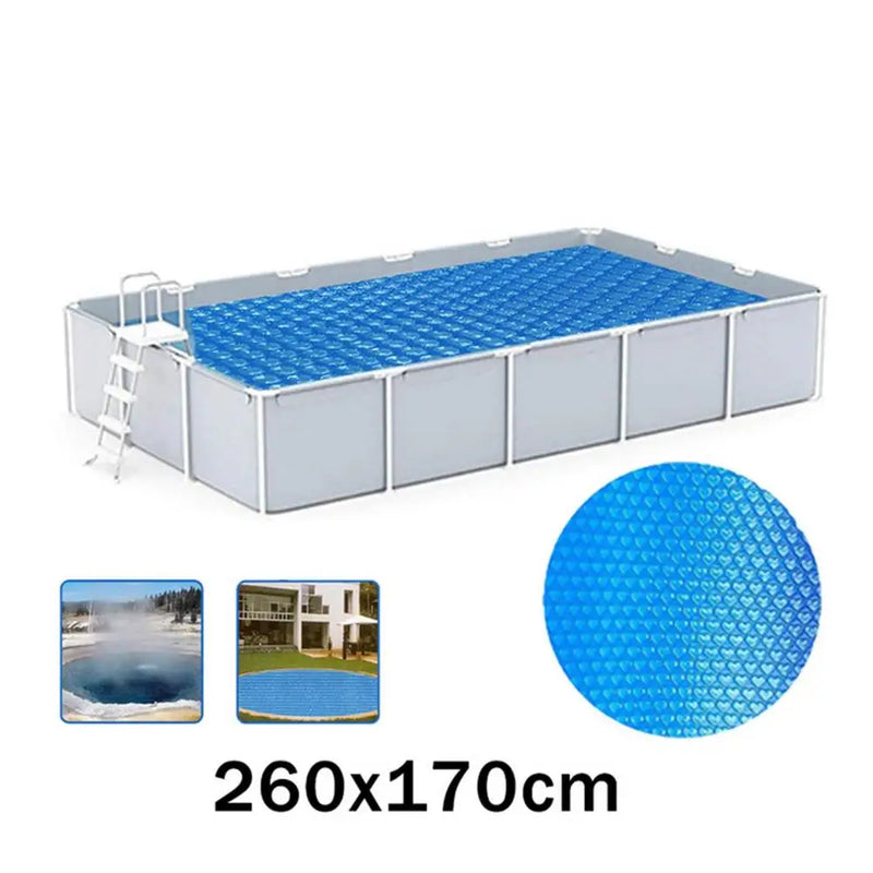 Couverture solaire à bulles pour piscine, PE bleu, 220 x 150 à 300 x 200 cm