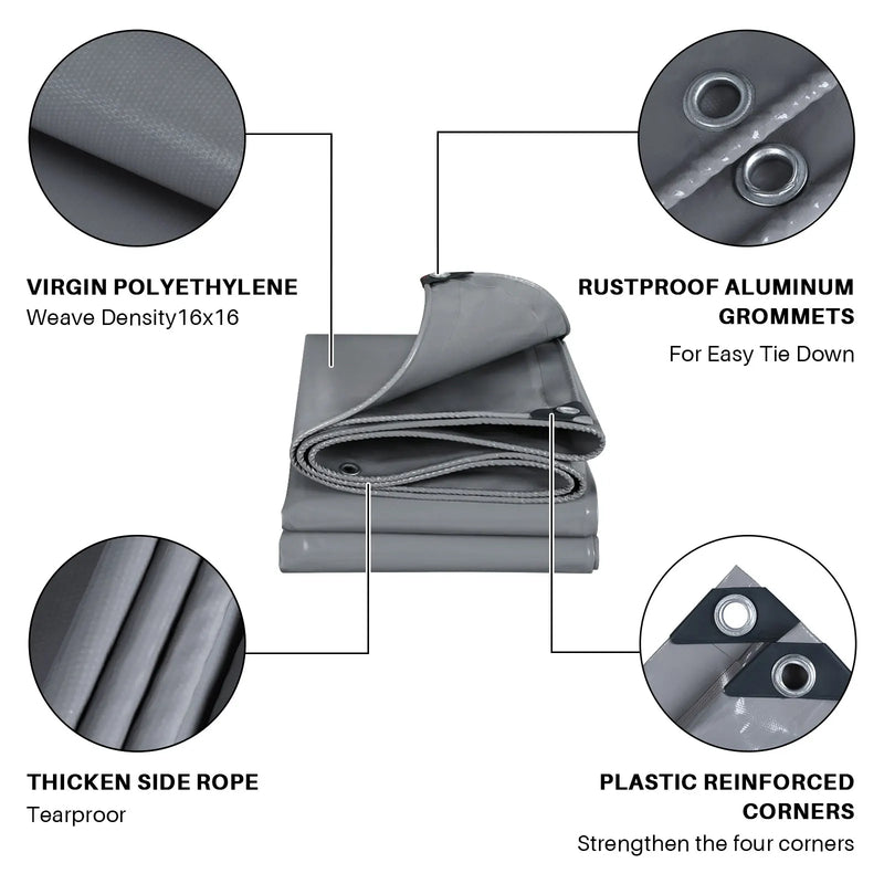 Bâche PVC imperméable à œillets 440 g/m², 4 coloris, 10 tailles jusqu'à 4 x 6 m