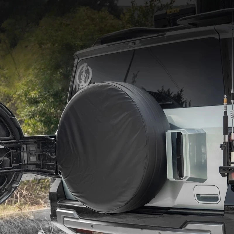 Housse de roue de secours en cuir noir pour BYD Leopard 8
