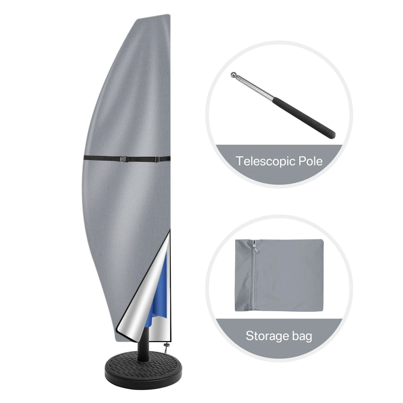 Housse parasol déporté imperméable Oxford 210D avec tige, 4 coloris, 205 à 280 cm