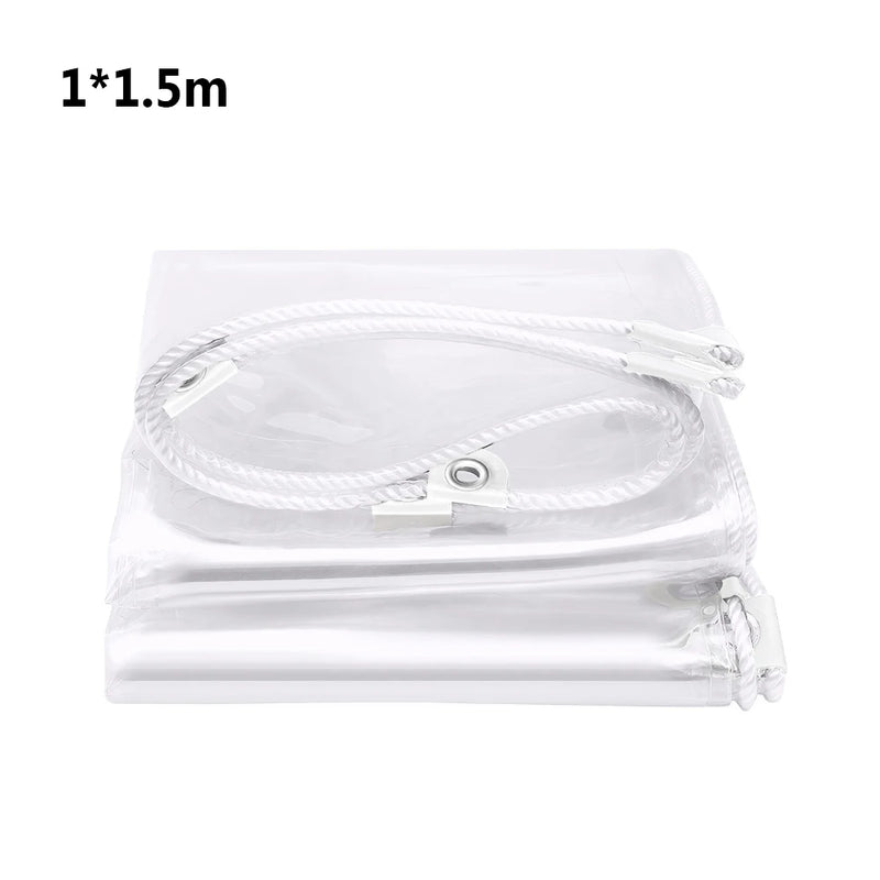Bâche transparente PVC épaissie à œillets, corde de 10 m et 20 colliers, 7 tailles