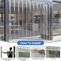 Rideau à lanières PVC transparent en kit, bandes lisses ou nervurées, largeur 91 à 183 cm