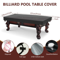 Housse de table de ping-pong repliée ou de billard 7 et 8 ft, polyester noir imperméable