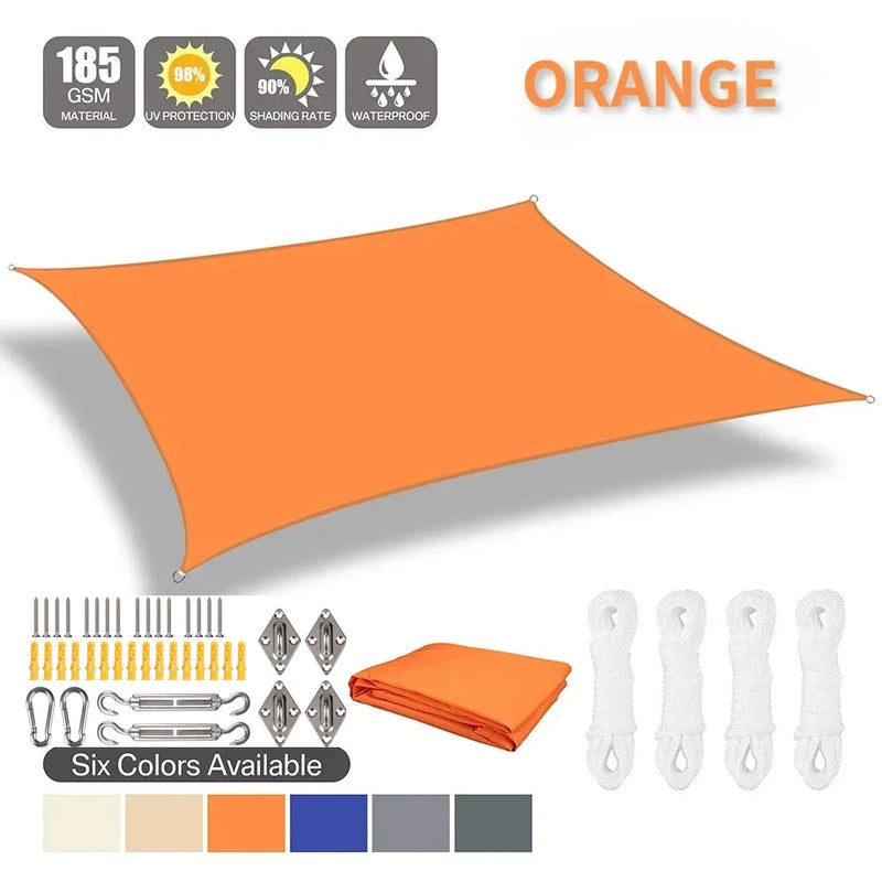 Voile d'ombrage rectangulaire ou carré, 7 coloris, de 2x2 à 4x6 m, option kit de fixation