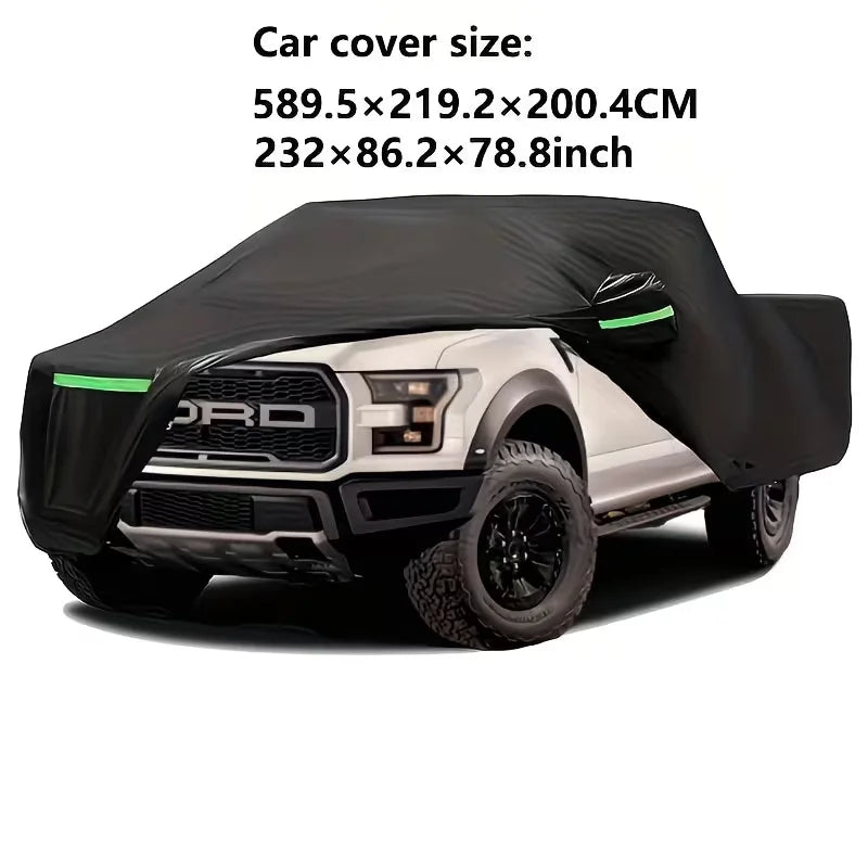 Housse voiture pick-up noire imperméable et anti-UV, 589 x 219 x 200 cm