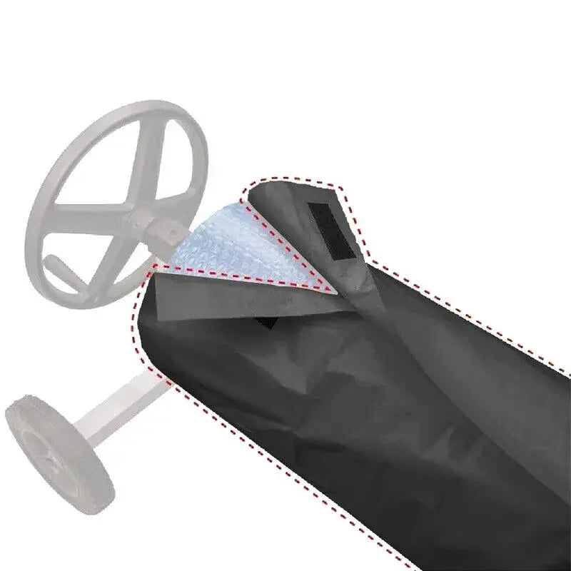 Housse enrouleur bâche piscine polyester enduit d'argent, 3 coloris, 490 à 730 cm