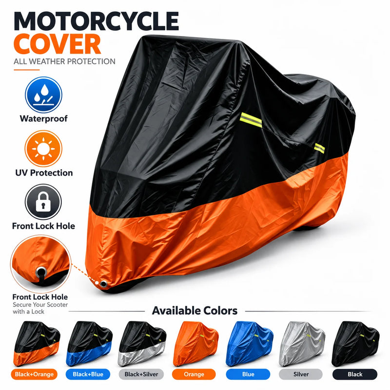 Housse de moto imperméable anti-UV en taffetas de polyester 190T, 7 coloris, tailles M à 4XL