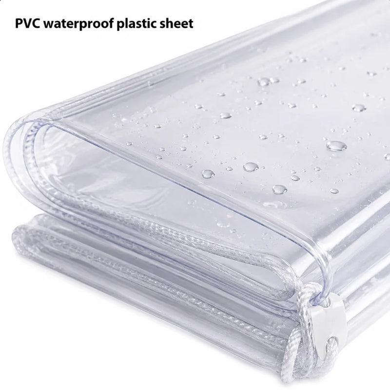 Bâche transparente PVC épaissie à œillets, corde de 10 m et 20 colliers, 7 tailles