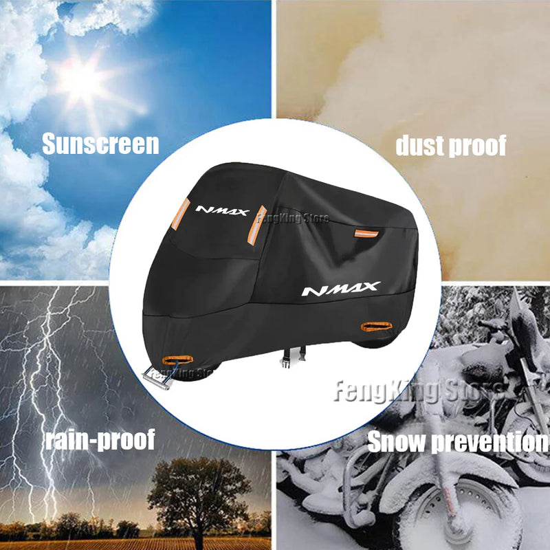 Housse scooter pour Yamaha N-MAX 125 et 155 (2015-2020), polyester 300D imperméable, anti-UV, 7 tailles