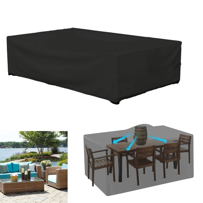 Housse salon de jardin imperméable en Oxford 210D, argent ou noir, 36 tailles