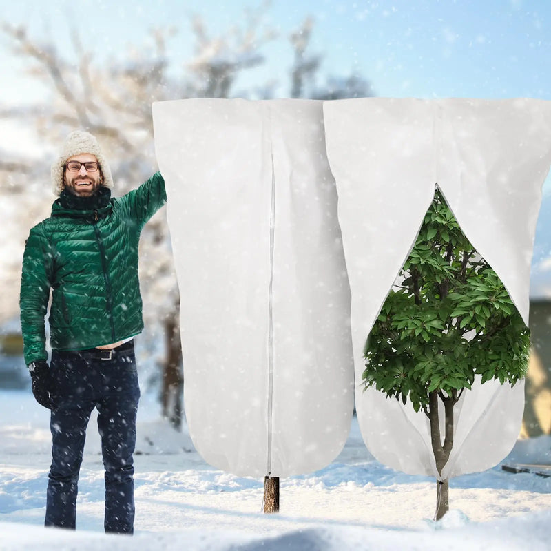 Housse d'hivernage à cordon pour plantes, blanc, beige ou vert, 60x80 à 120x180 cm