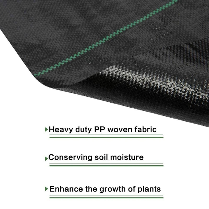 Toile anti-mauvaises herbes tissée noire anti-UV pour verger et jardin, rouleau de 1x10 ou 1x20 m
