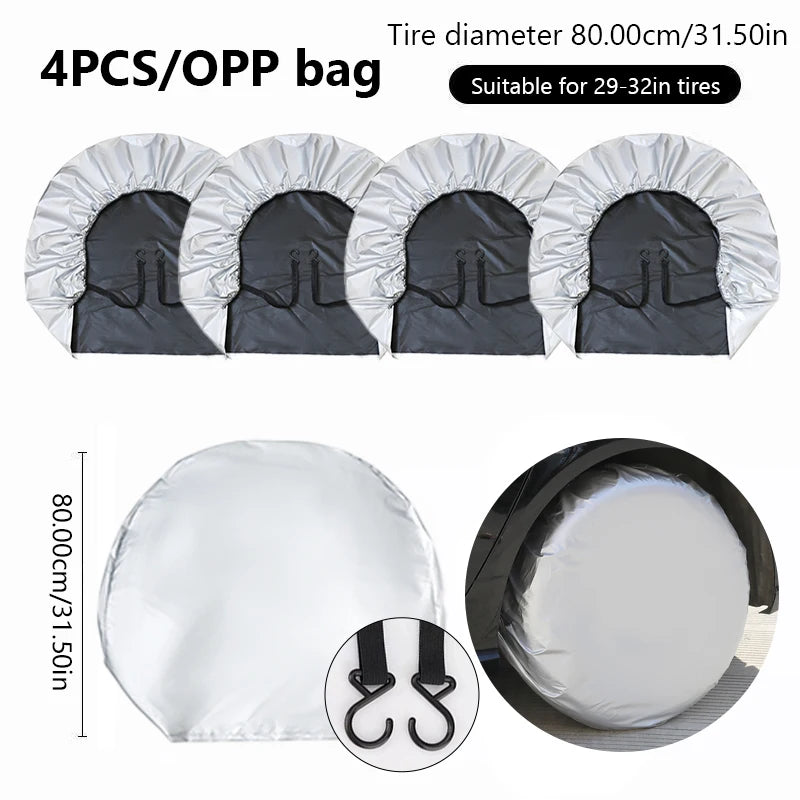 Housse de roue imperméable pour pneu de 74 à 81 cm, argent ou noir