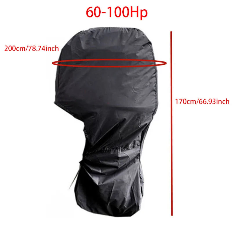Housse moteur hors-bord imperméable en polyester 420D, noire, de 6 à 225 HP
