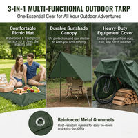 Bâche de camping imperméable 3 en 1 en polyester, auvent et abri, camouflage, noire ou verte