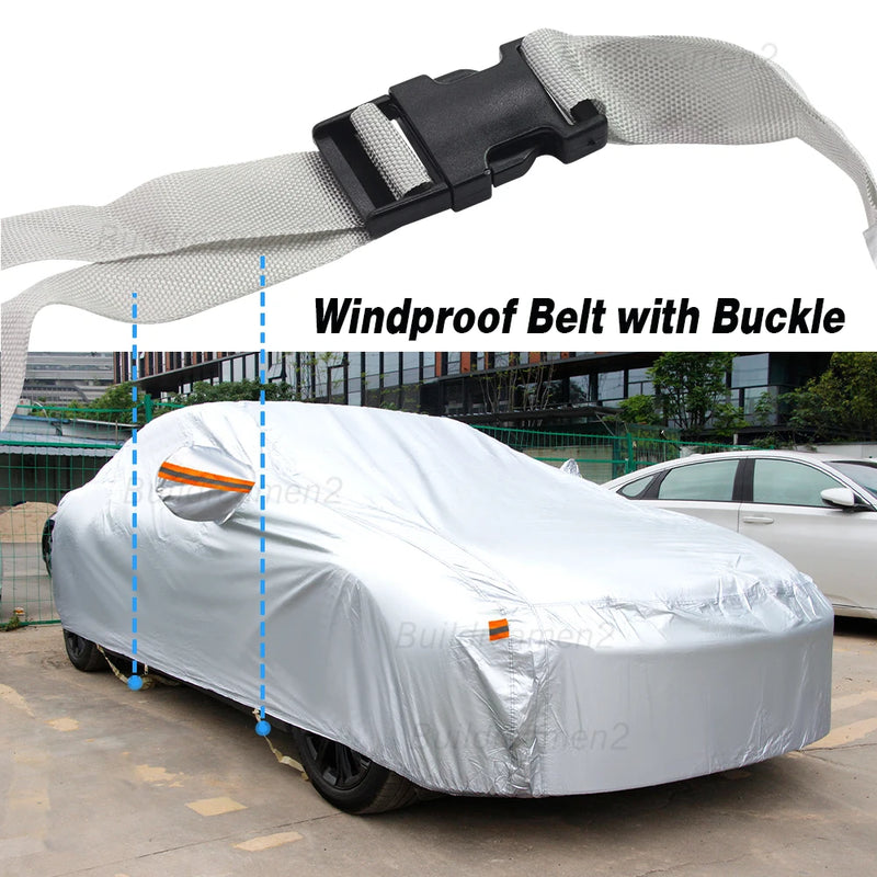 Housse voiture pour Dacia Sandero Stepway 2007-2025 en polyester 190T argenté avec antivol
