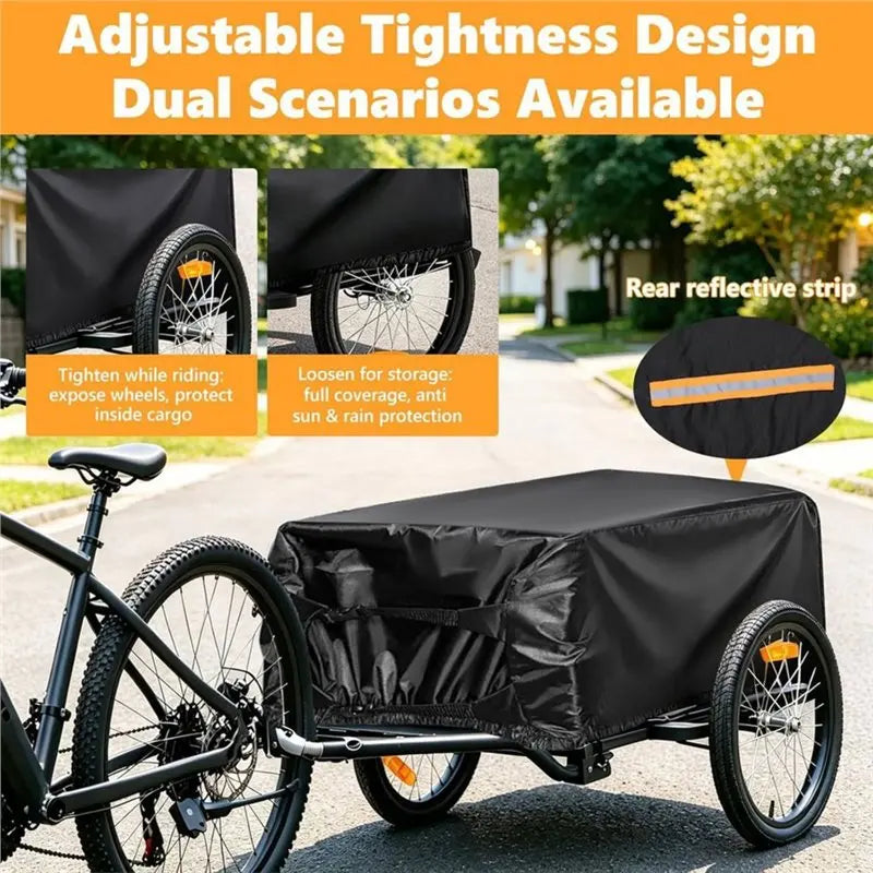 Housse réversible pour remorque de vélo ou chariot pliant, Oxford 420D imperméable, avec pochette