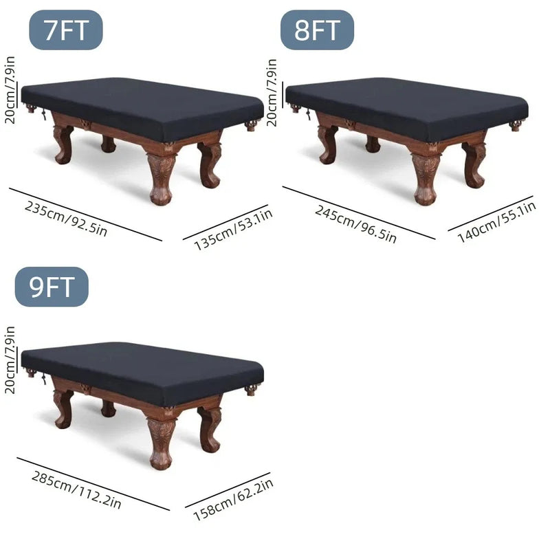 Housse billard anti-poussière Oxford 210D noire, bord élastiqué et cordon, 7, 8 ou 9 pieds