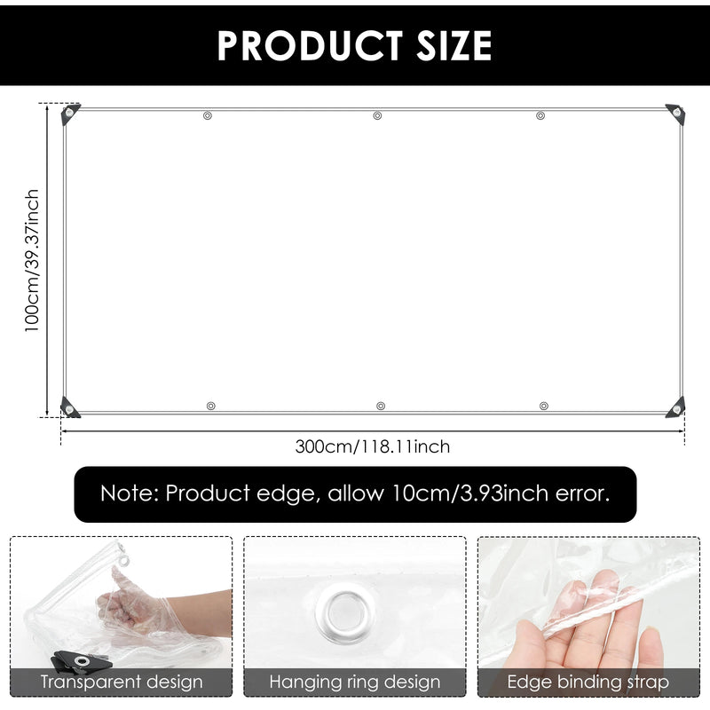 Bâche transparente PVC à œillets avec corde, 1x2, 1x3, 2x3 ou 3x4 m