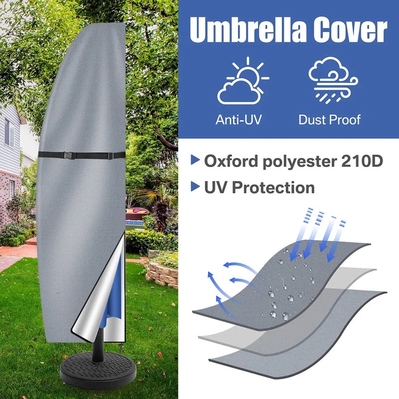 Housse de parasol déporté ou droit imperméable, 4 coloris, 7 tailles de 170 à 280 cm