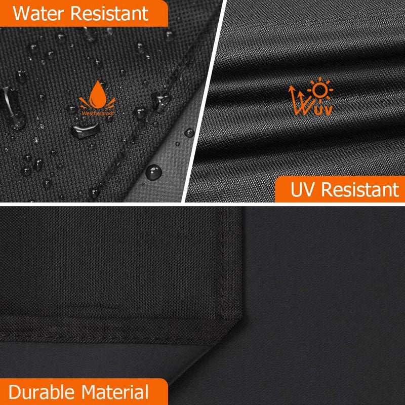 Housse barbecue ronde et rectangulaire en Oxford polyester noir imperméable, 8 tailles de 4XS à XL