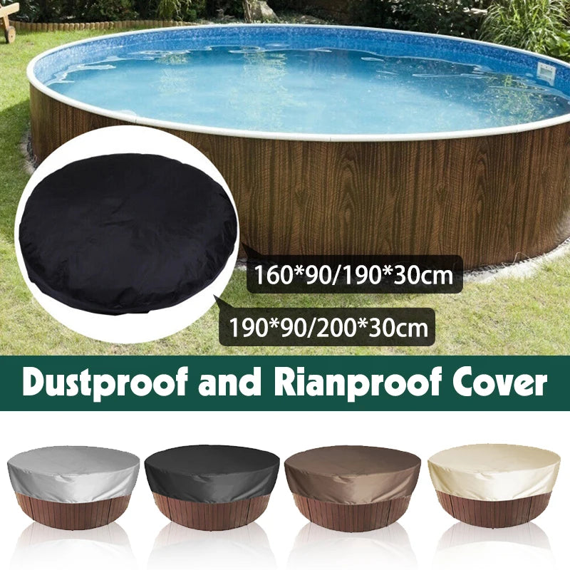 Housse ronde de spa imperméable anti-UV, 4 coloris, 6 tailles de 160 à 215 cm