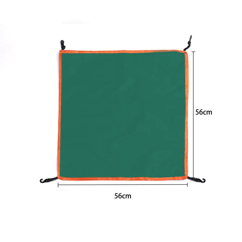 Bâche de tente de camping carrée imperméable avec 4 crochets, de 56 à 148 cm, vert ou beige