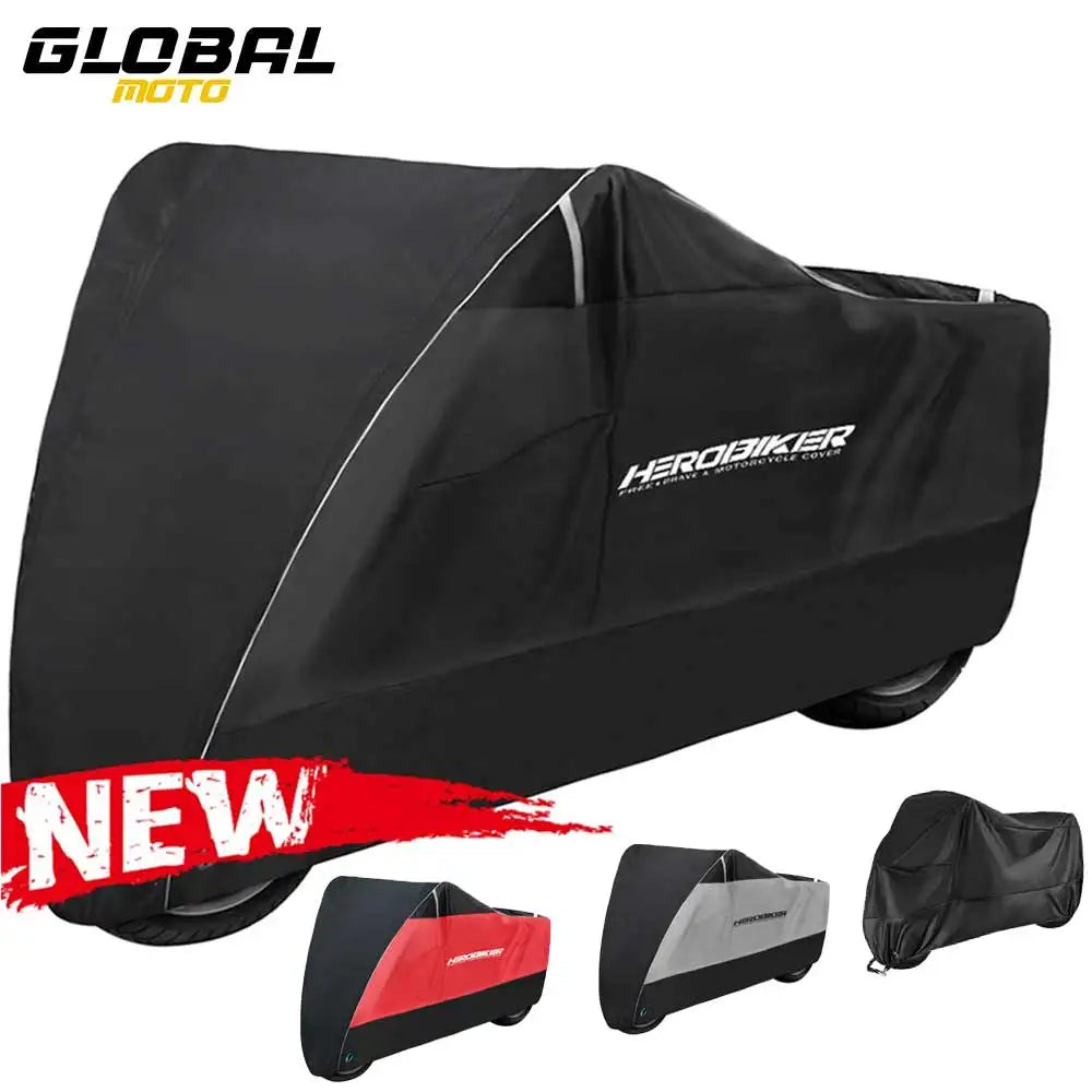 Housse moto universelle imperméable en polyester 190T, 4 coloris, 6 tailles de 160 à 260 cm