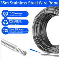 Kit de fixation pour voile d'ombrage 72 pièces, câble inox 35 m et tendeurs