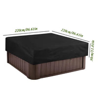 Housse de spa carré imperméable anti-UV noire, Oxford 420D, 220 x 220 x 30 cm